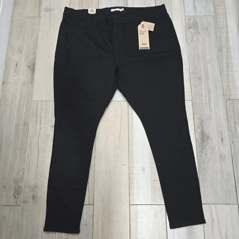 LEVI'S Womens 720 HIGH-RISE SUPER SKINNY BLACK SCULPT JEANS~Size 24W/24 W~NEW